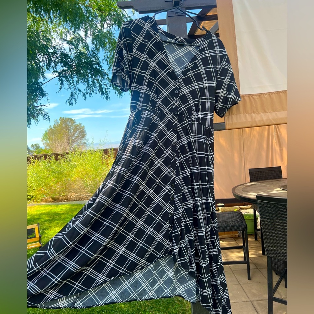 Torrid Black & White Dress with Buttons and Pockets
